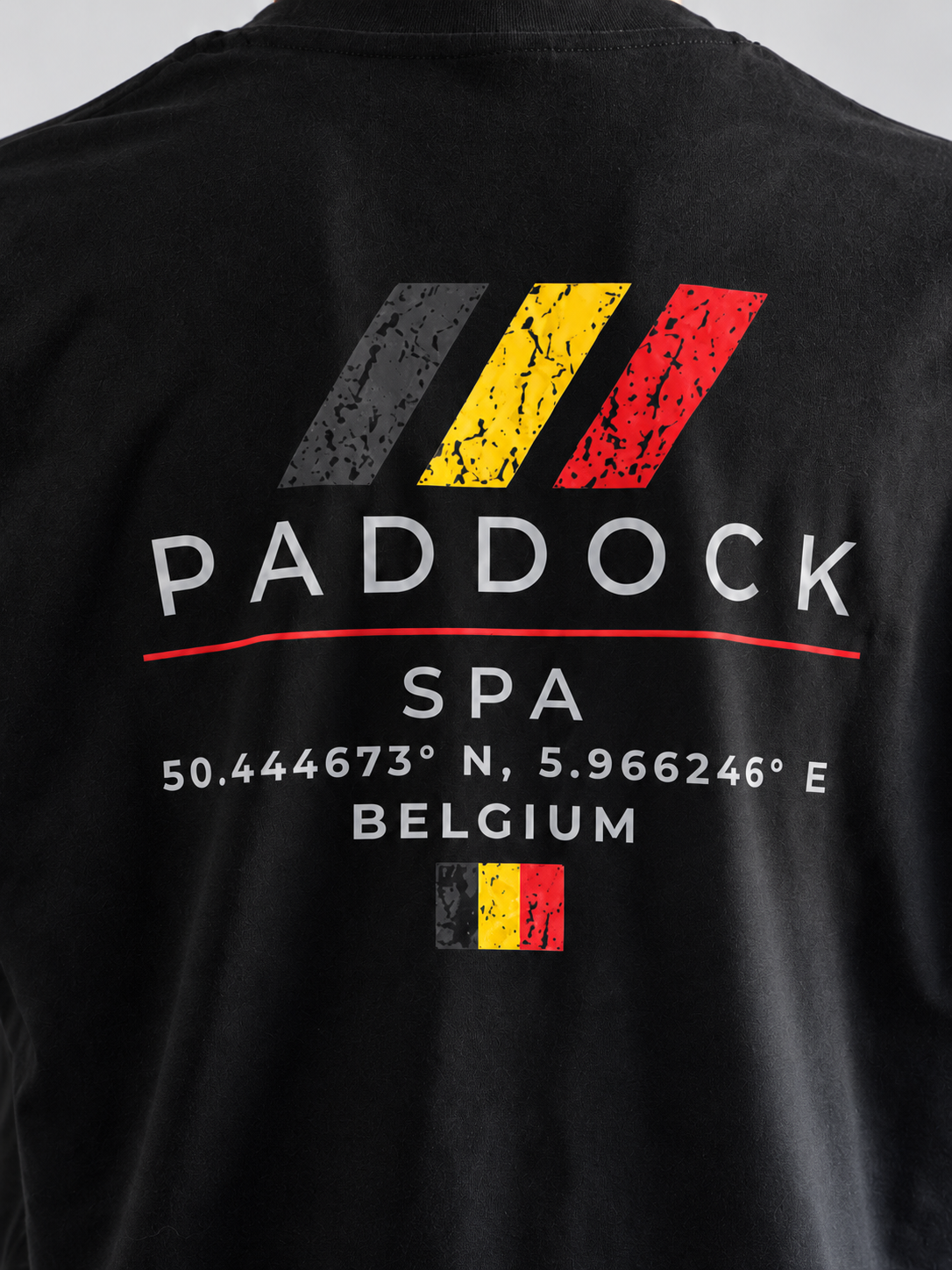GRYD1 Paddock Spa back print detail on black T-shirt | Black