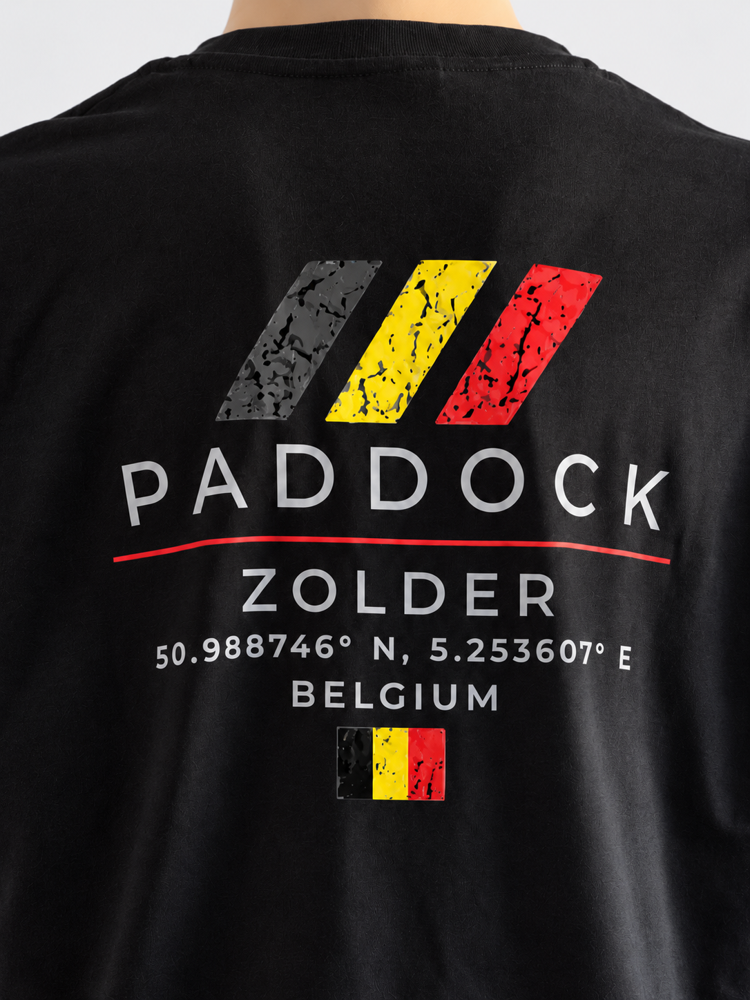 GRYD1 Paddock Zolder back print detail on black T-shirt | Black
