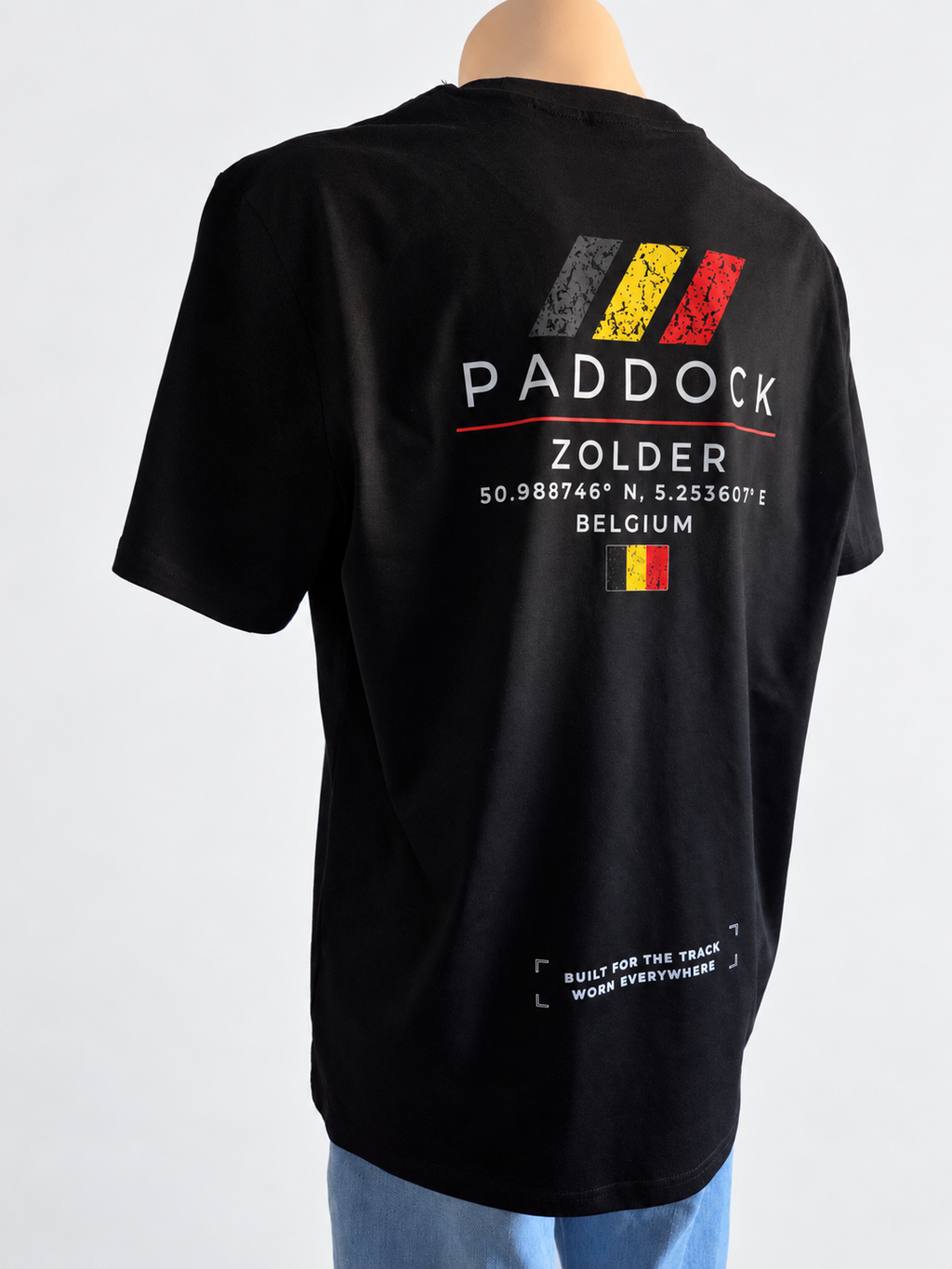 GRYD1 Paddock Zolder T-shirt – black three-quarter back view | Black