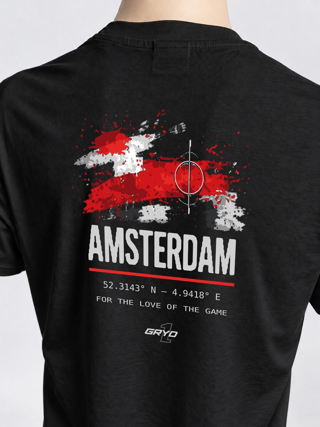 GRYD1 Stadium Amsterdam T-shirt in black – three-quarter rear view | Black
