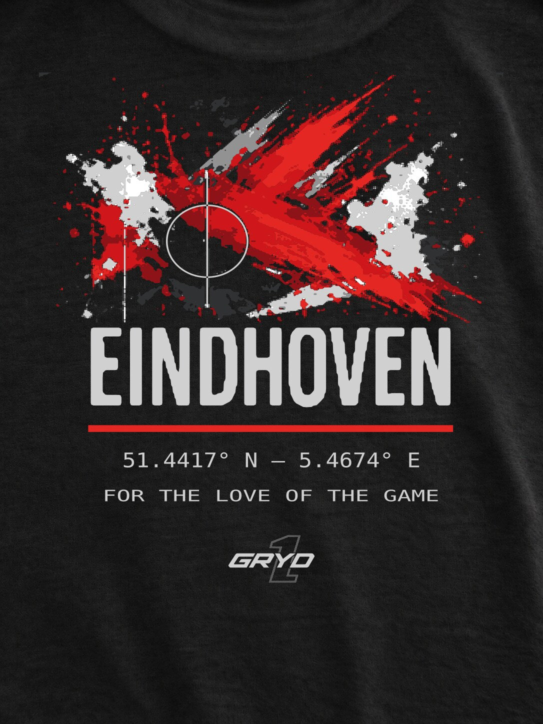 GRYD1 Stadium Eindhoven back print detail on black T-shirt | Black