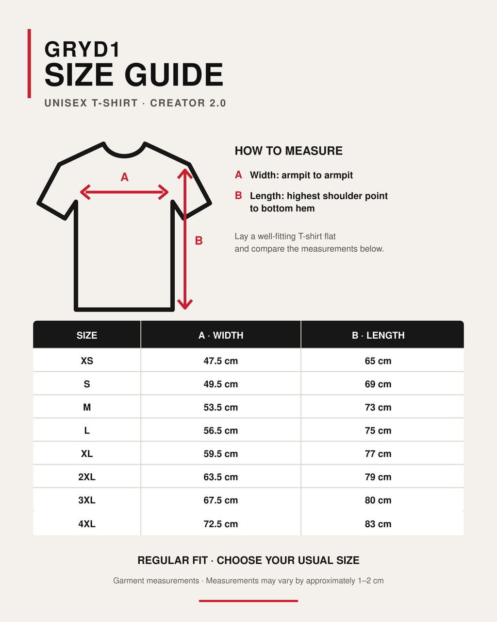GRYD1 size guide | Shared