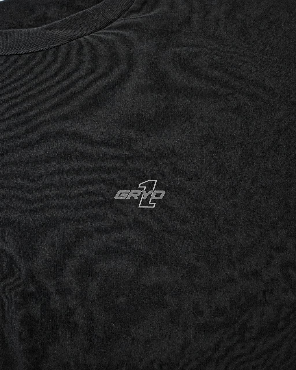 GRYD1 chest logo detail on black T-shirt | Black