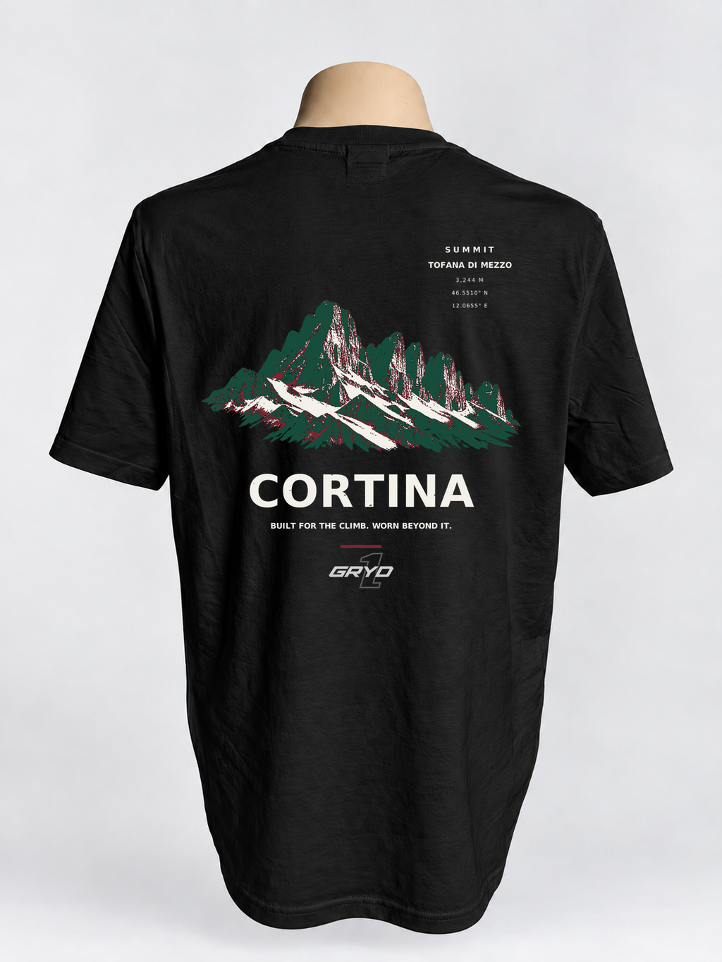 GRYD1 Summit Cortina T-shirt in black – rear view | Black
