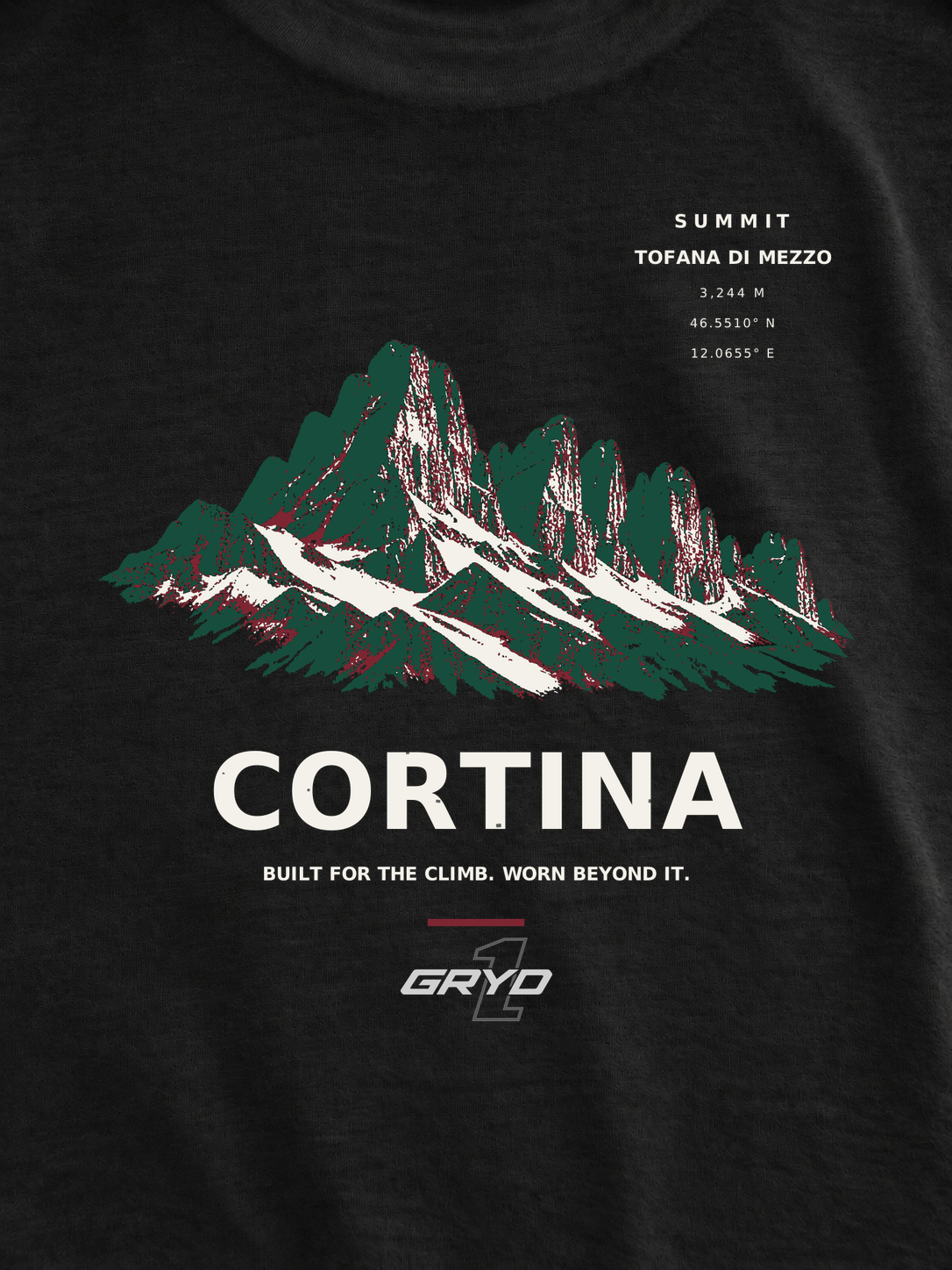 GRYD1 Summit Cortina back print detail in black | Black