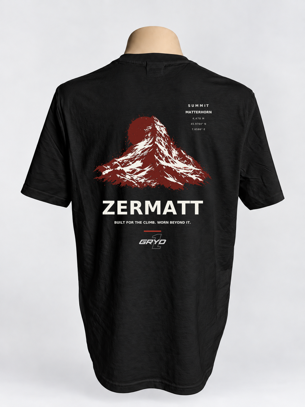 GRYD1 Summit Zermatt T-shirt in black – rear view | Black