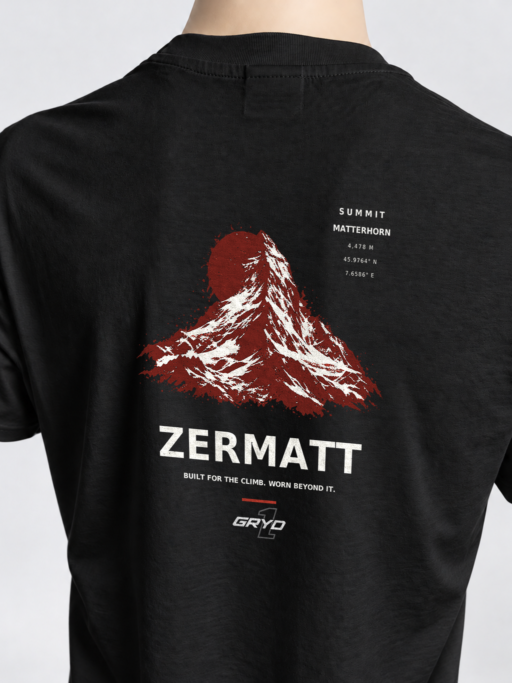 GRYD1 Summit Zermatt T-shirt in black – three-quarter rear view | Black