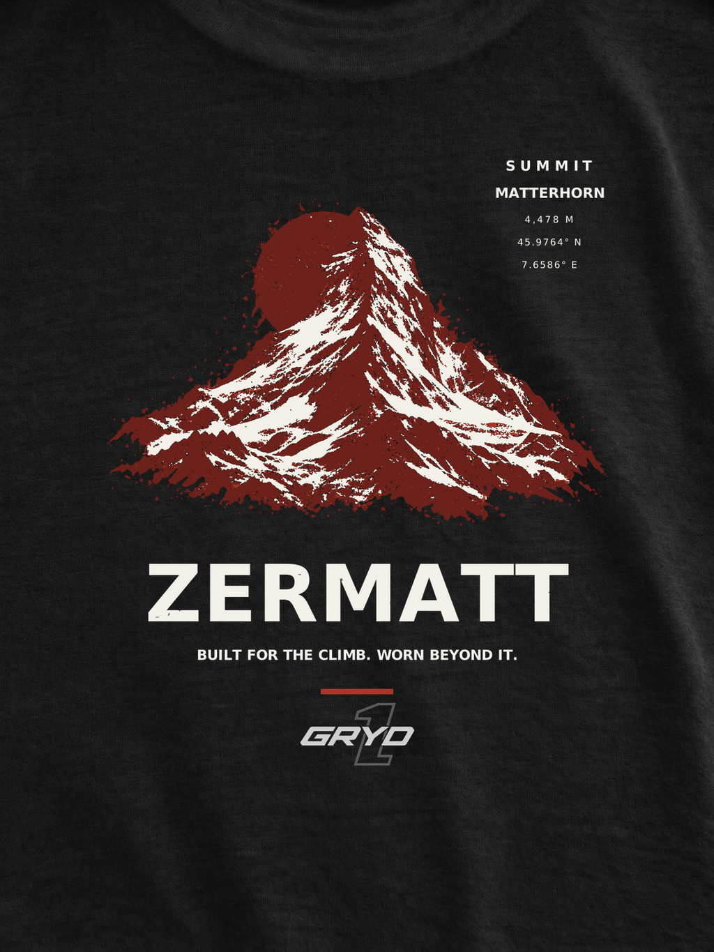 GRYD1 Summit Zermatt back print detail in black | Black