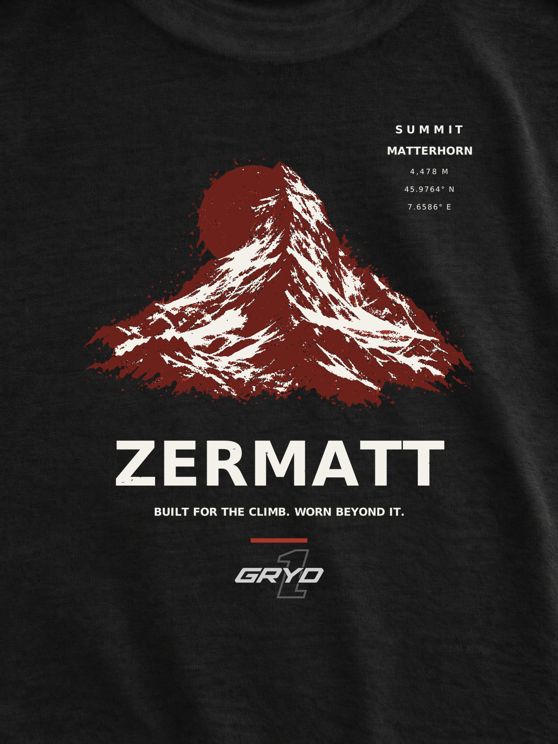 GRYD1 Summit Zermatt back print detail in black | Black