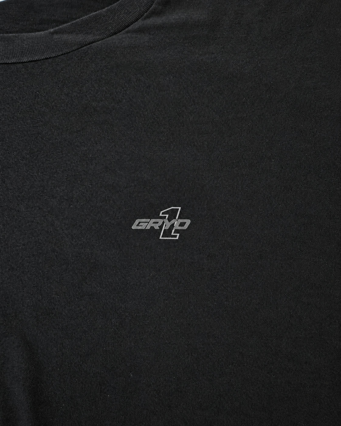 GRYD1 chest logo detail on black T-shirt | Black